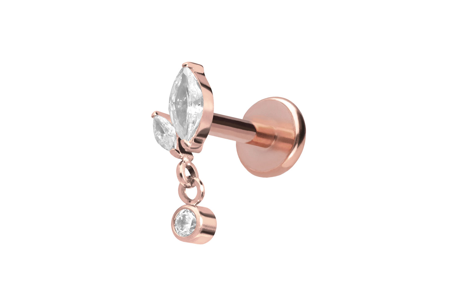 Titan Labret Piercing mit Push Fit KNOSPE + KRISTALL